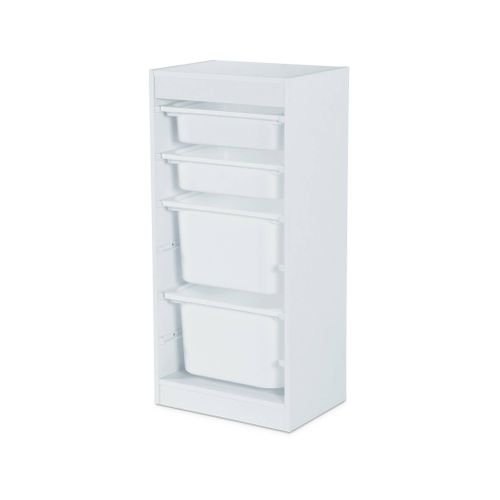 Meuble De Rangement Enfant 4 Bacs De Rangement. 41.5 X 30 X 89cm (lot De 2) Blanc