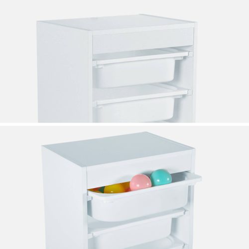 Meuble De Rangement Enfant 4 Bacs De Rangement. 41.5 X 30 X 89cm (lot De 2) Blanc