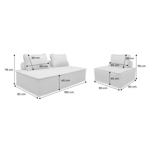 Ensemble Chauffeuses Dao Pour Canapé Modulable En Tissu Capitonné 3 Places Gris Foncé