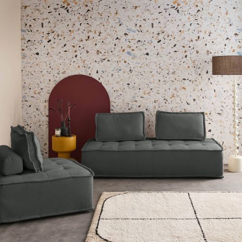 Ensemble Chauffeuses Dao Pour Canapé Modulable En Tissu Capitonné 3 Places Gris Foncé