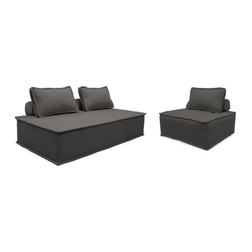 Ensemble Chauffeuses Dao Pour Canapé Modulable En Tissu Capitonné 3 Places Gris Foncé