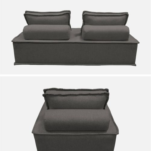 Ensemble Chauffeuses Dao Pour Canapé Modulable En Tissu Capitonné 3 Places Gris Foncé