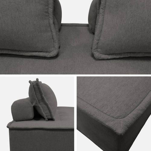 Ensemble Chauffeuses Dao Pour Canapé Modulable En Tissu Capitonné 3 Places Gris Foncé