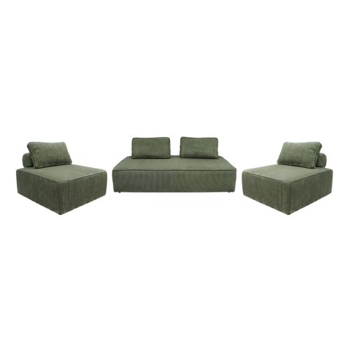 Ensemble Chauffeuses Lao Pour Canapé Modulable En Velours Côtelé 4 Places Vert