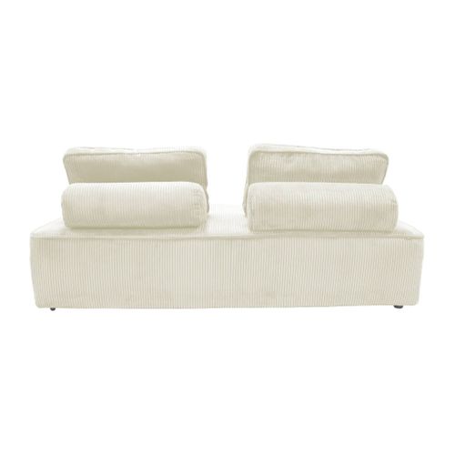 Lot De 2 Chauffeuses Lao 2 Places Pour Canapé Modulable Velours Côtelé Crème. L 180 X P 90 X H 78cm