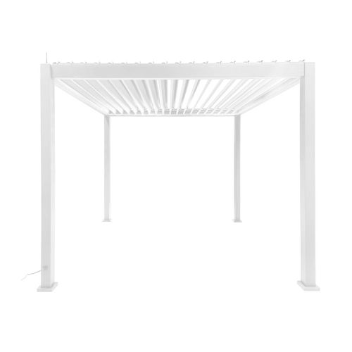 Pergola Bioclimatique Électrique 3x3m Blanc. Aluminium. à Lames Orientables Avec Éclairage LED