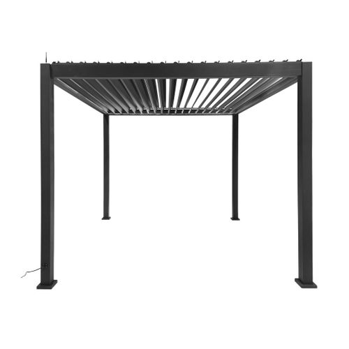 Pergola Bioclimatique Électrique 3x3m Anthracite. Aluminium. à Lames Orientables Avec Éclairage LED