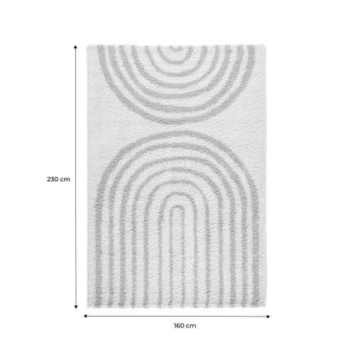 Tapis Intérieur Shaggy Chris. Motifs Géométriques Arc-en-ciel. Beige. Poils Longs. 160 X 230 Cm