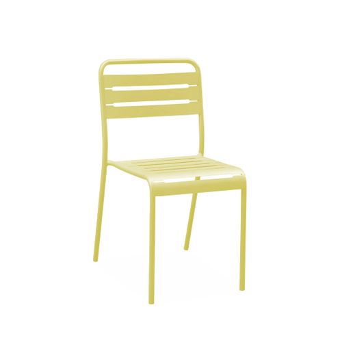 Table De Jardin Pliante Métal + 6 Assises 2 Fauteuils 4 Chaises. Amelia. Jaune. 141.2 X 80 X 72.5cm