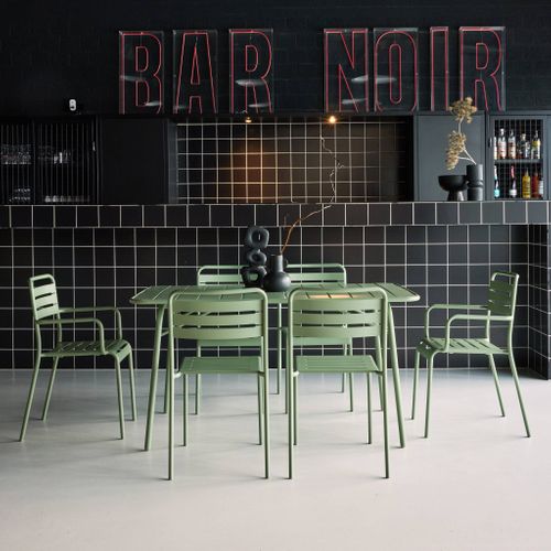 Table De Jardin Pliante Métal + 6 Assises 2 Fauteuils 4 Chaises. Amelia. Vert. 141.2 X 80 X 72.5cm