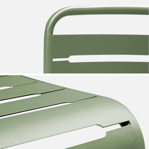 Table De Jardin Pliante Métal + 6 Assises 2 Fauteuils 4 Chaises. Amelia. Vert. 141.2 X 80 X 72.5cm