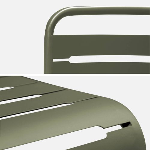 Table De Jardin Pliante Métal + 6 Assises 2 Fauteuils 4 Chaises. Amelia. Kaki. 141.2 X 80 X 72.5cm