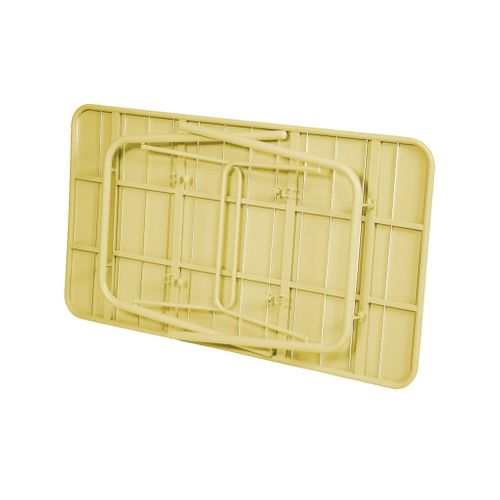 Table De Jardin Pliante Métal + 6 Assises. Amelia. Jaune. 141.2 X 80 X 72.5cm