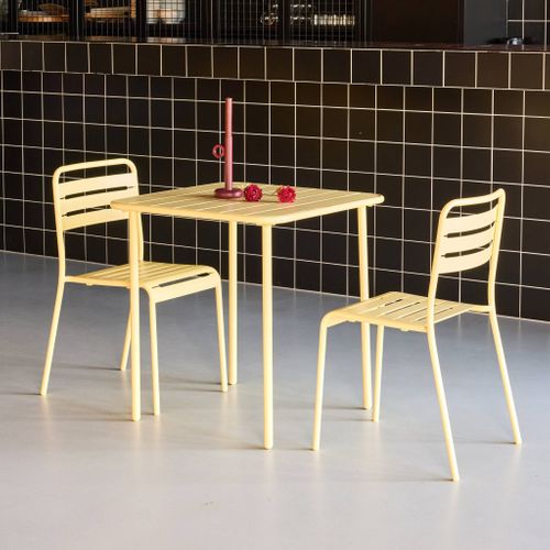 Table De Jardin Métal + 2 Assises Jaune Amélia