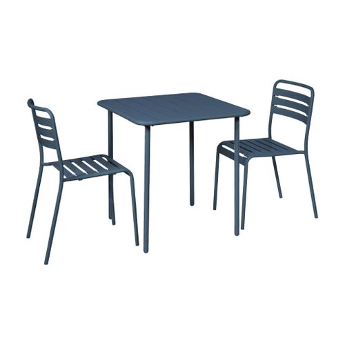 Table De Jardin Métal + 2 Assises Bleu Marine Amélia