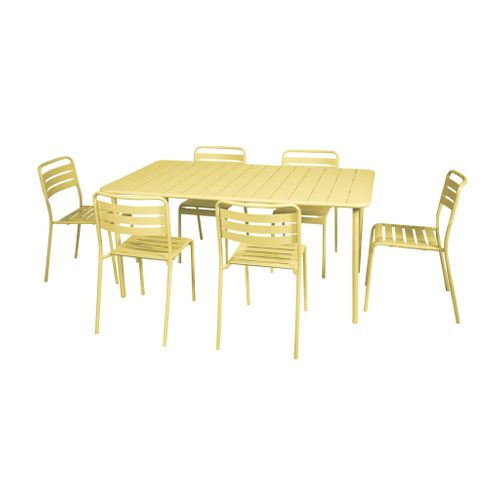 Table De Jardin Métal + 6 Assises Jaune Amélia