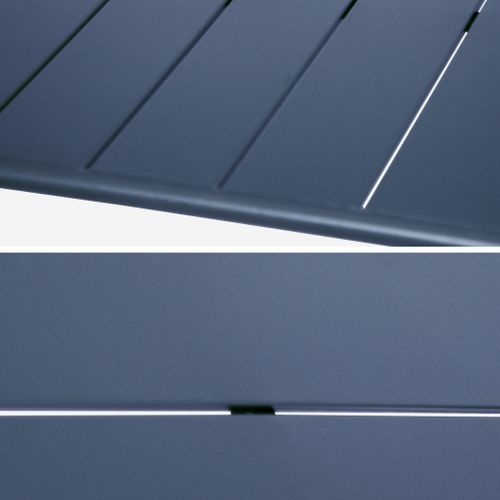 Table De Jardin Métal + 6 Assises Bleu Marine Amélia