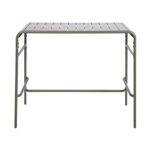 Table Haute De Jardin Acier + 4 Assises Amelia Kaki. 4 Chaises Hautes En Acier. 120 X 70cm X 95cm