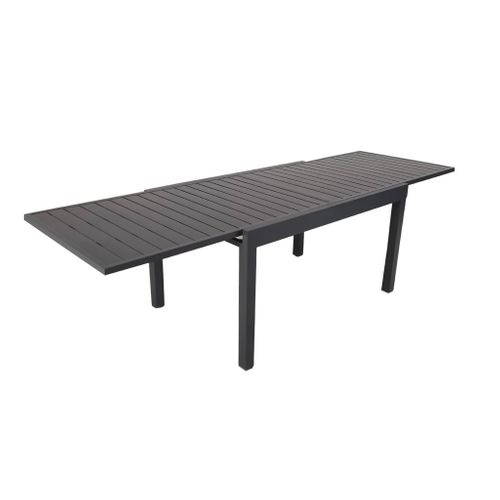 Table De Jardin Extensible Aluminium + 8 Assises Aluminium Et Textilène. Anthracite. 270 X 90 X 75