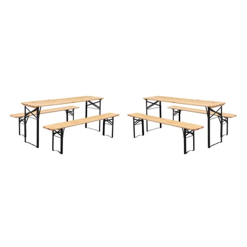 Lot De 2 Tables De Réception Pliantes Bois De Sapin 2 Bancs Naturel Bayonne Esprit Brasserie 12