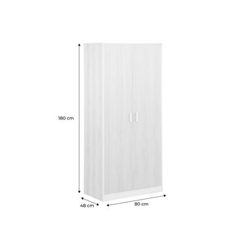 Dressing. Armoire. 2 Portes Avec Penderie Et Rangements Linear Noyer. Panneaux Stratifiés Et Pied