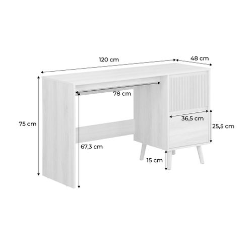 Bureau Avec 2 Tiroirs Noyer Linear L 120 X P 48 X H 75cm