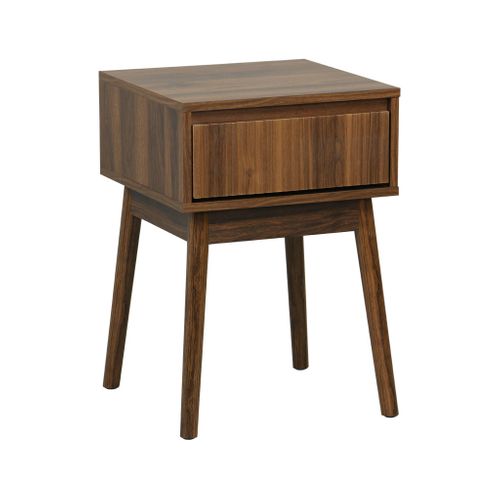 Table De Chevet Avec Un Tiroir. Panneaux Stratifiés Couleur Noyer. Pied En Bois De Sapin.  L 39 X L