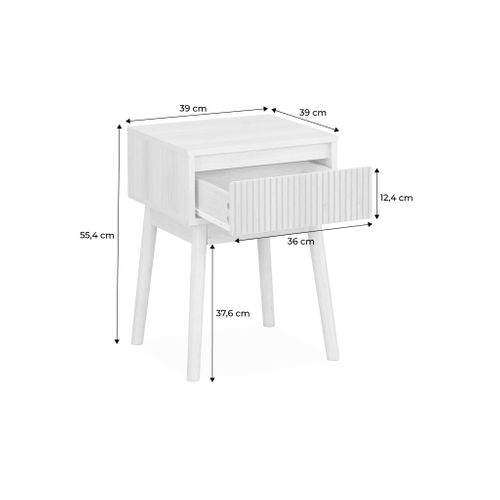 Table De Chevet Avec Un Tiroir. Panneaux Stratifiés Couleur Noyer. Pied En Bois De Sapin.  L 39 X L