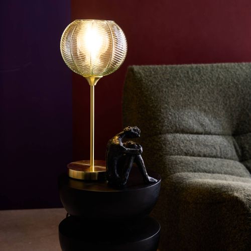 Lampe à Poser Métal Et Verre Effet Cristal Basile Vert Ø 20cm