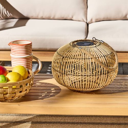 Lampe Extérieur Solaire LED à Suspendre Ou à Poser Lilou Rotin Naturel Ø 31.5cm