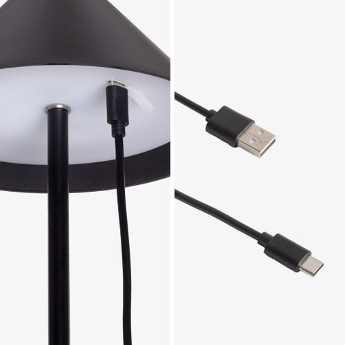 Lampe à Poser Intérieur/extérieur LED Sans Fil Rechargeable Adam Noir H 135cm Ø 19cm