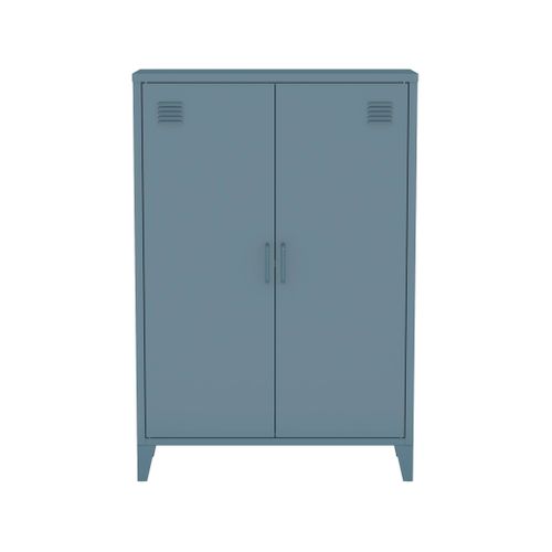 Lot De 2 Commodes/armoires Métal 2 Portes Soho Bleu Foncé. Casiers. L 75 X P 33 X H 110 Cm