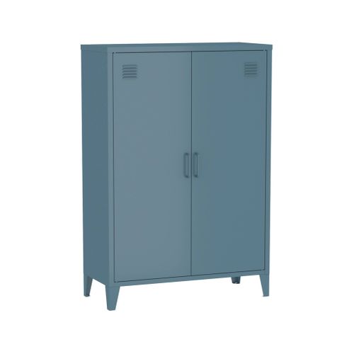 Lot De 2 Commodes/armoires Métal 2 Portes Soho Bleu Foncé. Casiers. L 75 X P 33 X H 110 Cm
