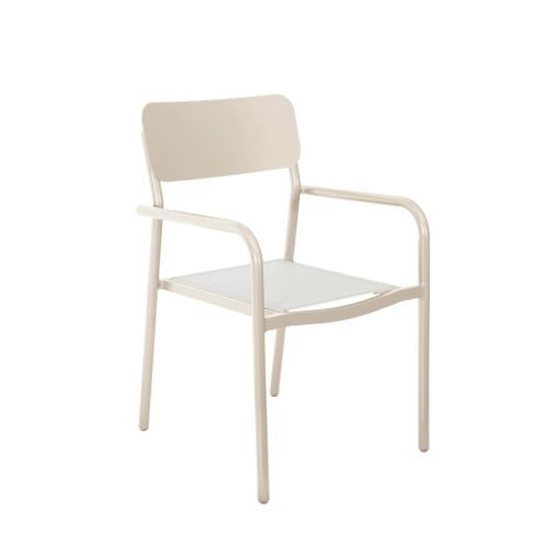 Table De Jardin 1 Banc Et 4 Fauteuils Aluminium Et Textilène Beige 220 X 100 X 75 Cm