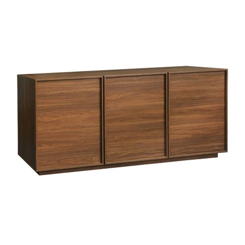 Buffet Effet Bois 3 Portes Noyer L 160 X P 43 X H 75cm - Kuba