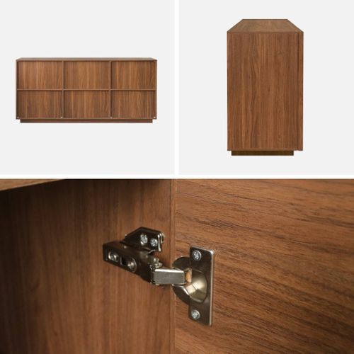 Buffet Effet Bois 3 Portes Noyer L 160 X P 43 X H 75cm - Kuba