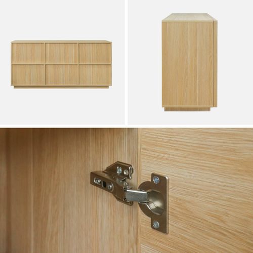 Buffet Effet Bois 3 Portes Naturel L 160 X P 43 X H 75cm - Kuba