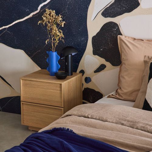 Table De Chevet Effet Bois 2 Tiroirs Naturel L 42 X P 38 X H 48cm - Kuba