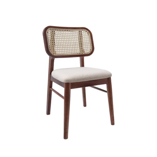 Lot De 2 Chaises Vintage Bois D'hévéa Cannage Et Bouclette Mani