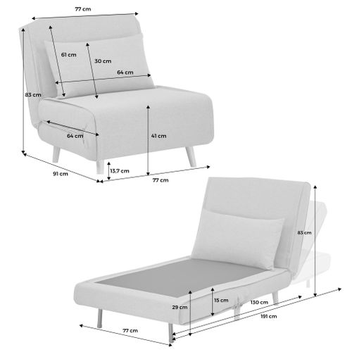 Chauffeuse Convertible Tissu Piétement Bois 1 Place Kaki Guest
