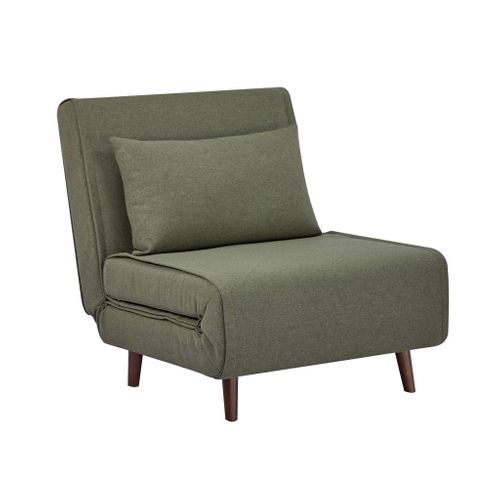 Chauffeuse Convertible Tissu Piétement Bois 1 Place Kaki Guest