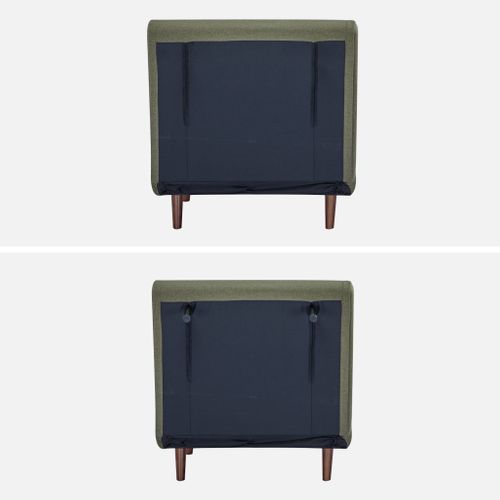 Chauffeuse Convertible Tissu Piétement Bois 1 Place Kaki Guest