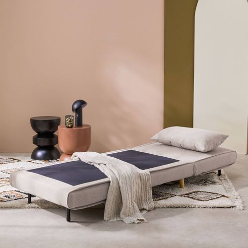 Chauffeuse Convertible Tissu Piétement Bois 1 Place Beige Guest