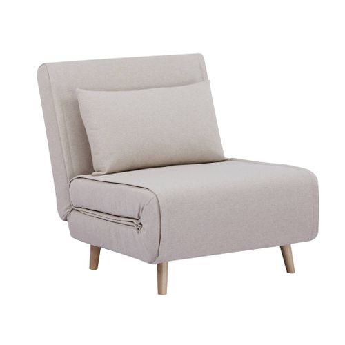 Chauffeuse Convertible Tissu Piétement Bois 1 Place Beige Guest