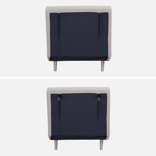 Chauffeuse Convertible Tissu Piétement Bois 1 Place Beige Guest