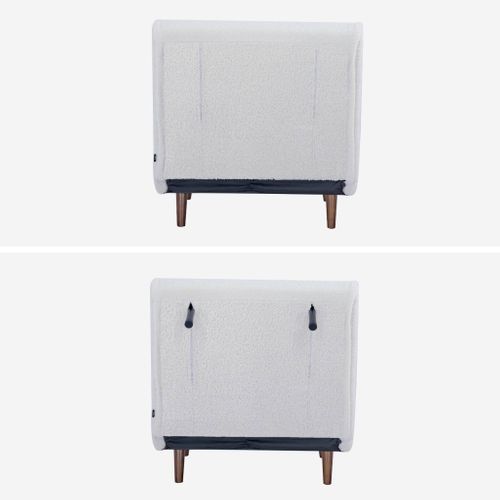 Chauffeuse Convertible Bouclette Piétement Bois 1 Place Crème Guest