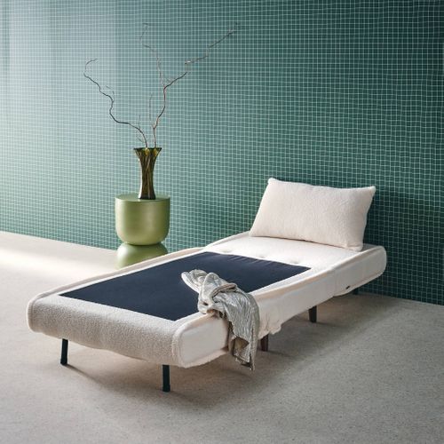 Chauffeuse Convertible Bouclette Piétement Bois 1 Place Crème Guest