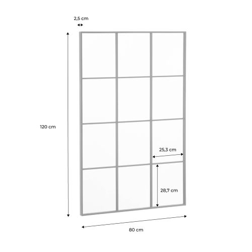 Miroir Rectangulaire Industriel Acier Noir - 80 X 120 X 2.5 Cm - Terry