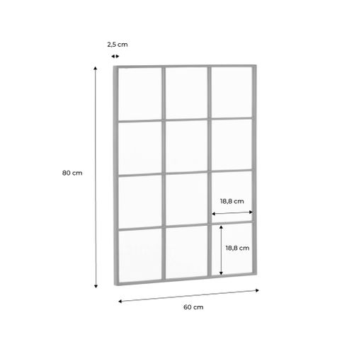 Miroir Rectangulaire Industriel Acier Noir - 60 X 80 X 2.5 Cm - Terry