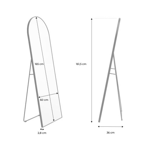 Miroir Sur Pied En Aluminium 60 X 165 X 2.8 Cm Noir - Justin